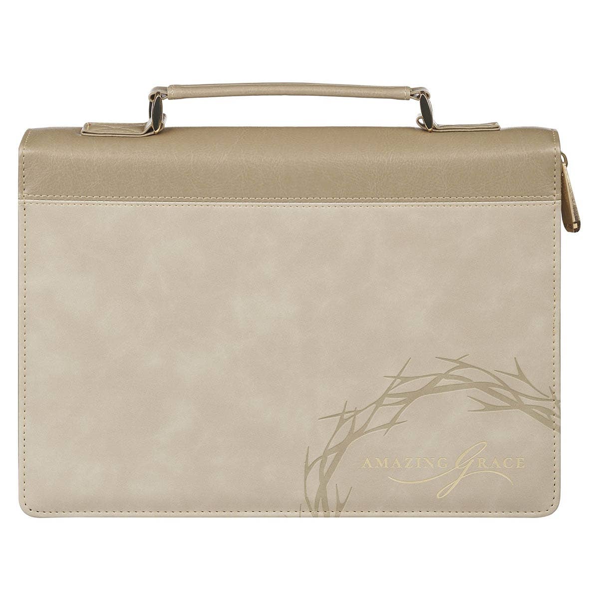 Christian Art Gifts - Bible Cover Fashion Taupe  Amazing Grace Isa. 53:5