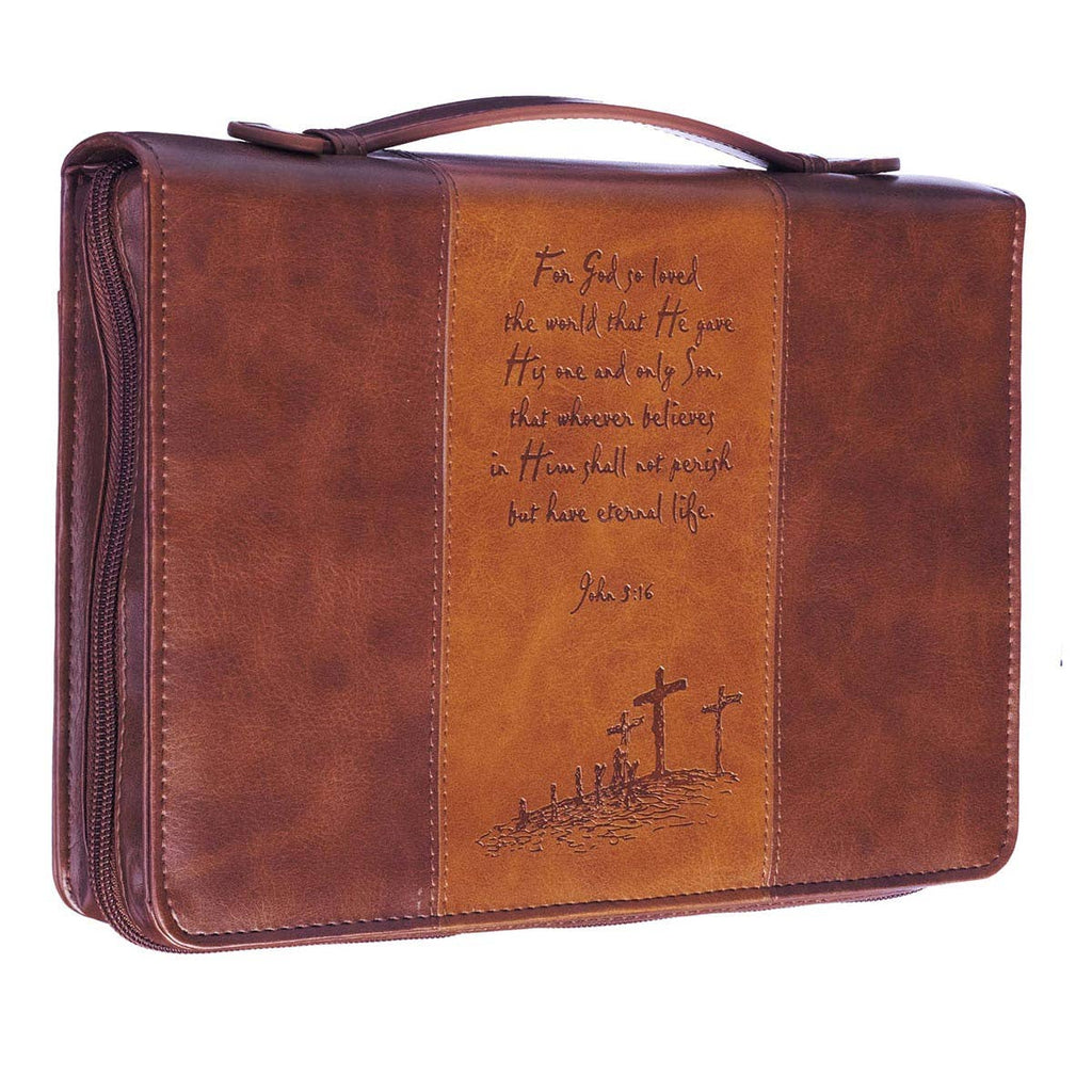 Christian Art Gifts - Bible Cover Classic Brown God So Loved the World John 3:16