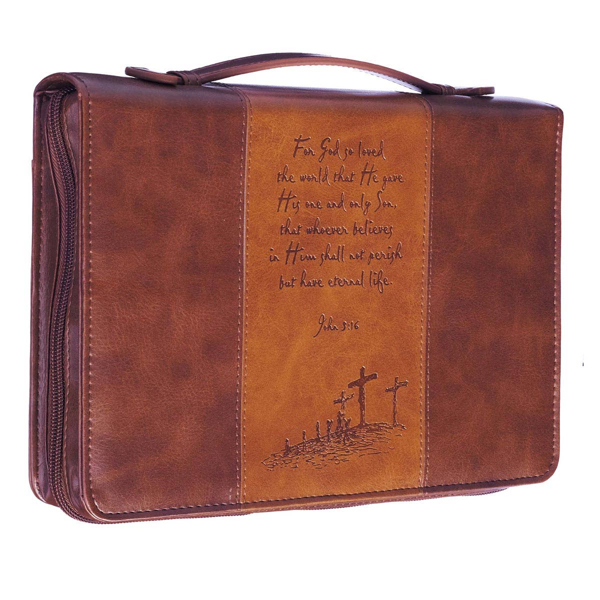 Christian Art Gifts - Bible Cover Classic Brown God So Loved the World John 3:16
