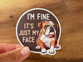 Missional Merch - I'm Fine It's Just My Face Funny Sticker | Gifts Dog People