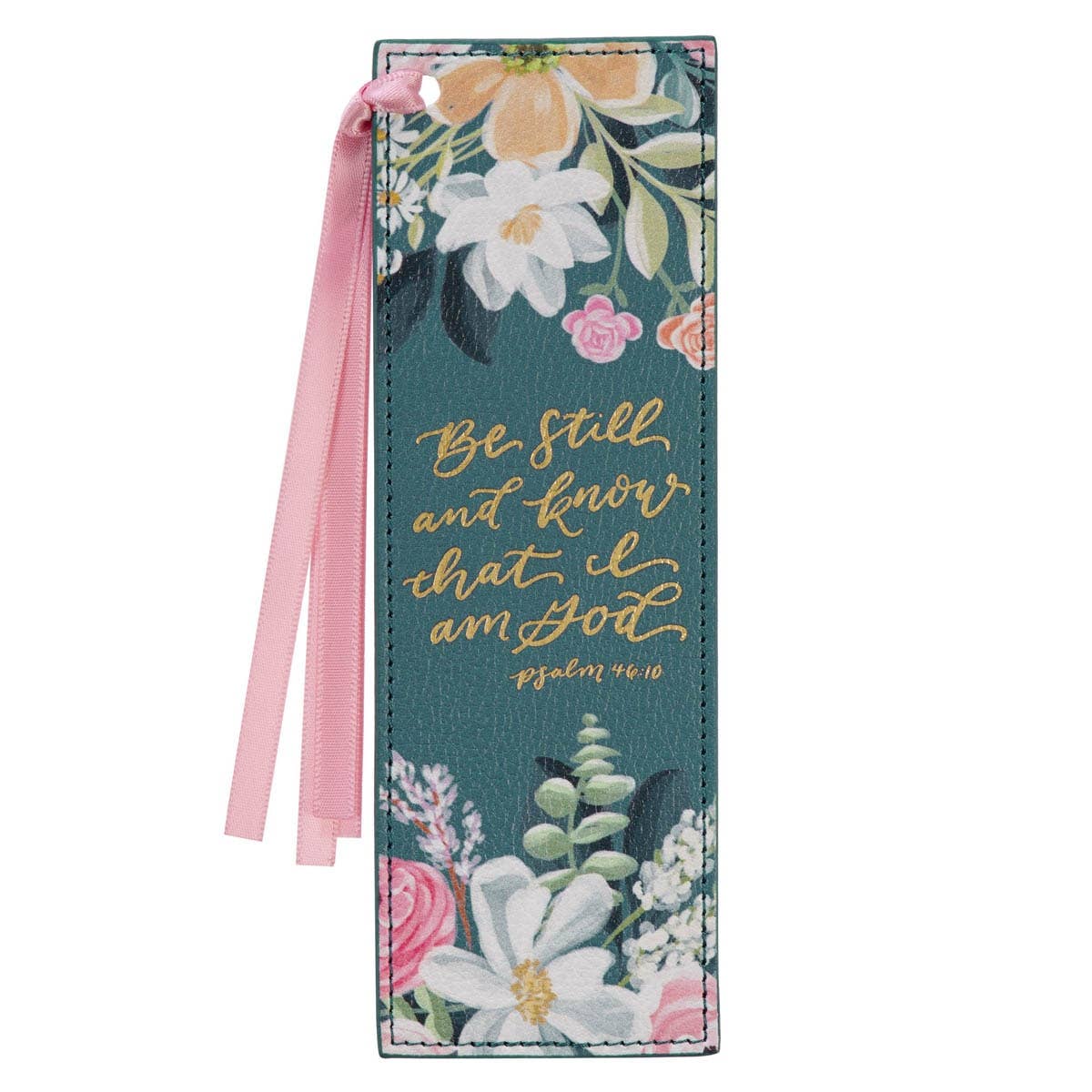 Christian Art Gifts - Bookmark Faux Leather Teal Be Still. Ps. 46:10