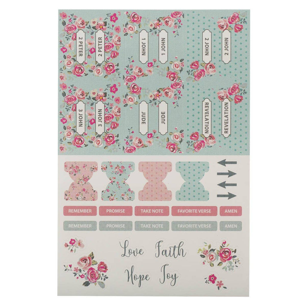 Christian Art Gifts - Bible Indexing Tabs Floral Pink & Teal