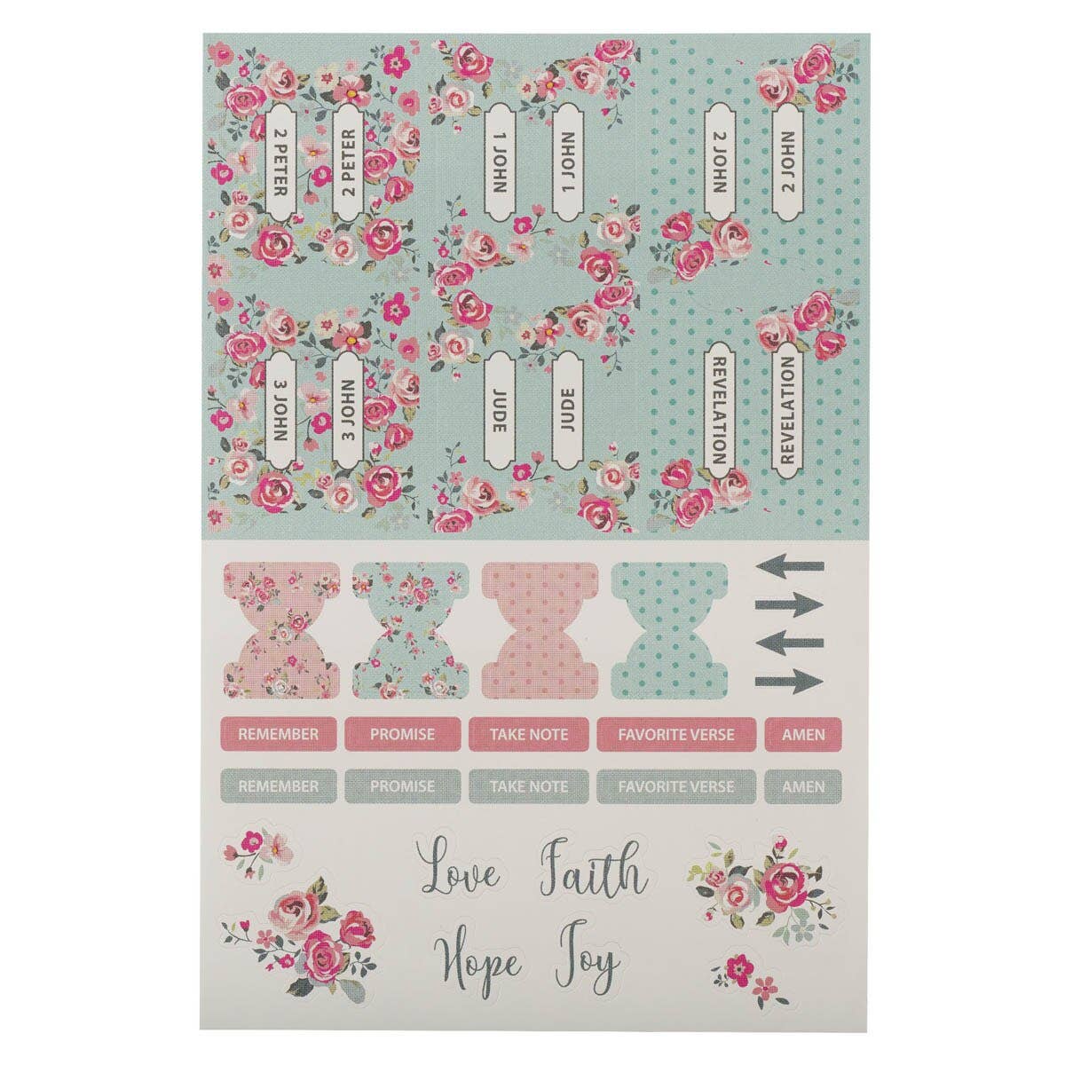 Christian Art Gifts - Bible Indexing Tabs Floral Pink & Teal