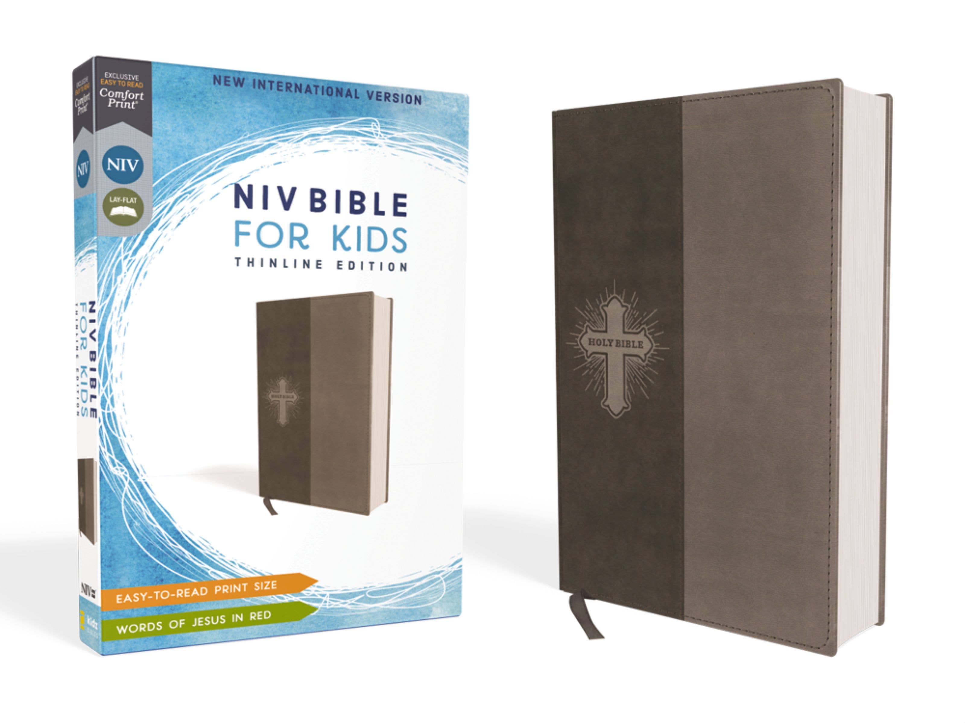 HarperCollins Christian Publishing - NIV Bible for Kids, Leathersoft, Gray