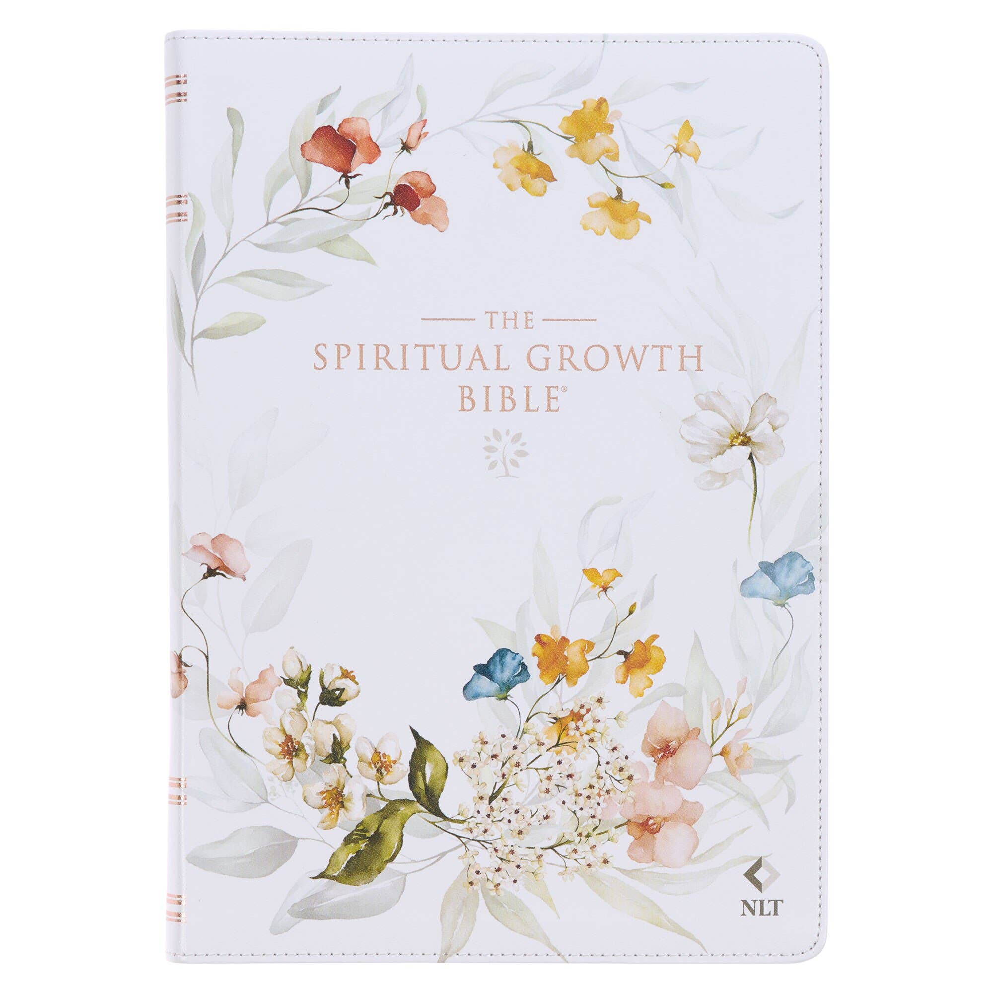 Christian Art Gifts - Cream Floral Spiritual Growth Bible New Living Translation