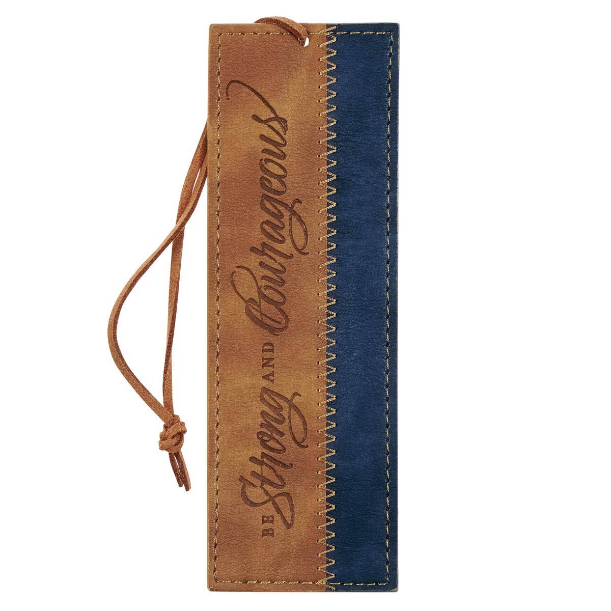 Christian Art Gifts - Bookmark Faux Leather Be Strong & Courageous Josh. 1:9