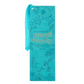 Christian Art Gifts - Bookmark Faux Leather Teal Strength & Dignity Prov. 31:25