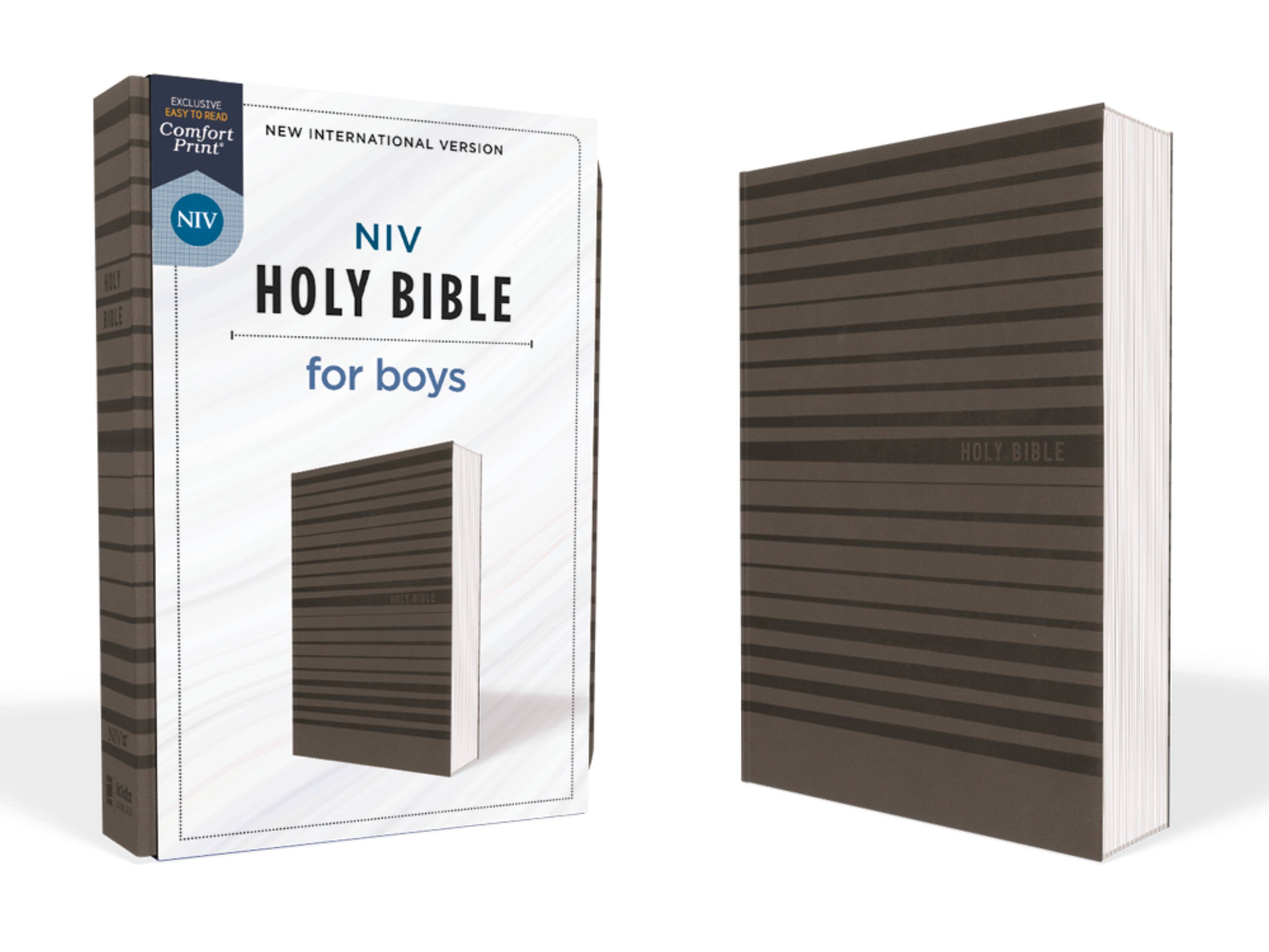 HarperCollins Christian Publishing - NIV Bible for Boys, Soft Touch Edition, Leathersoft, Gray