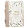 Christian Art Gifts - Bible Cover Fashion Cream Everything Beautiful Ecc 3:11 L
