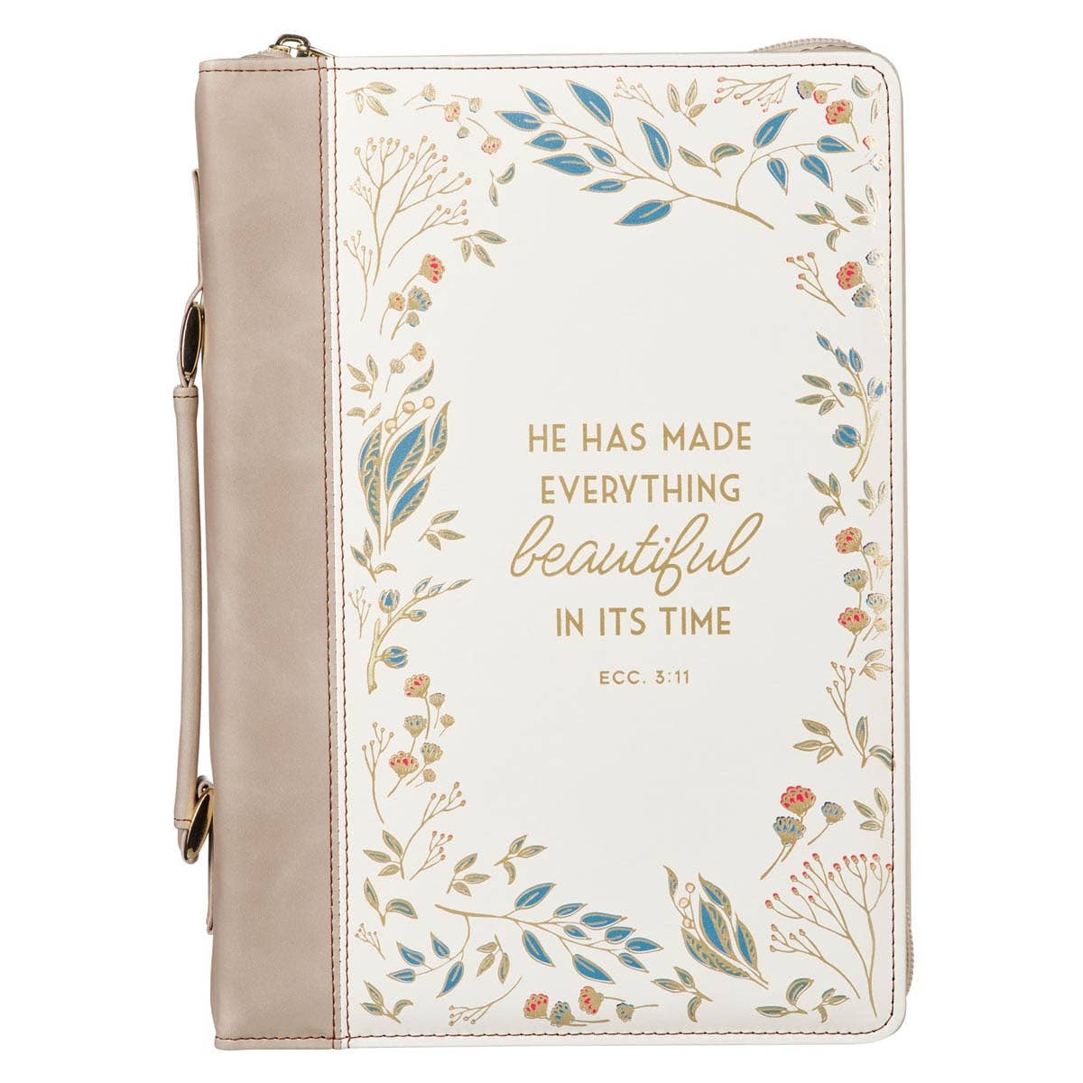 Christian Art Gifts - Bible Cover Fashion Cream Everything Beautiful Ecc 3:11 L