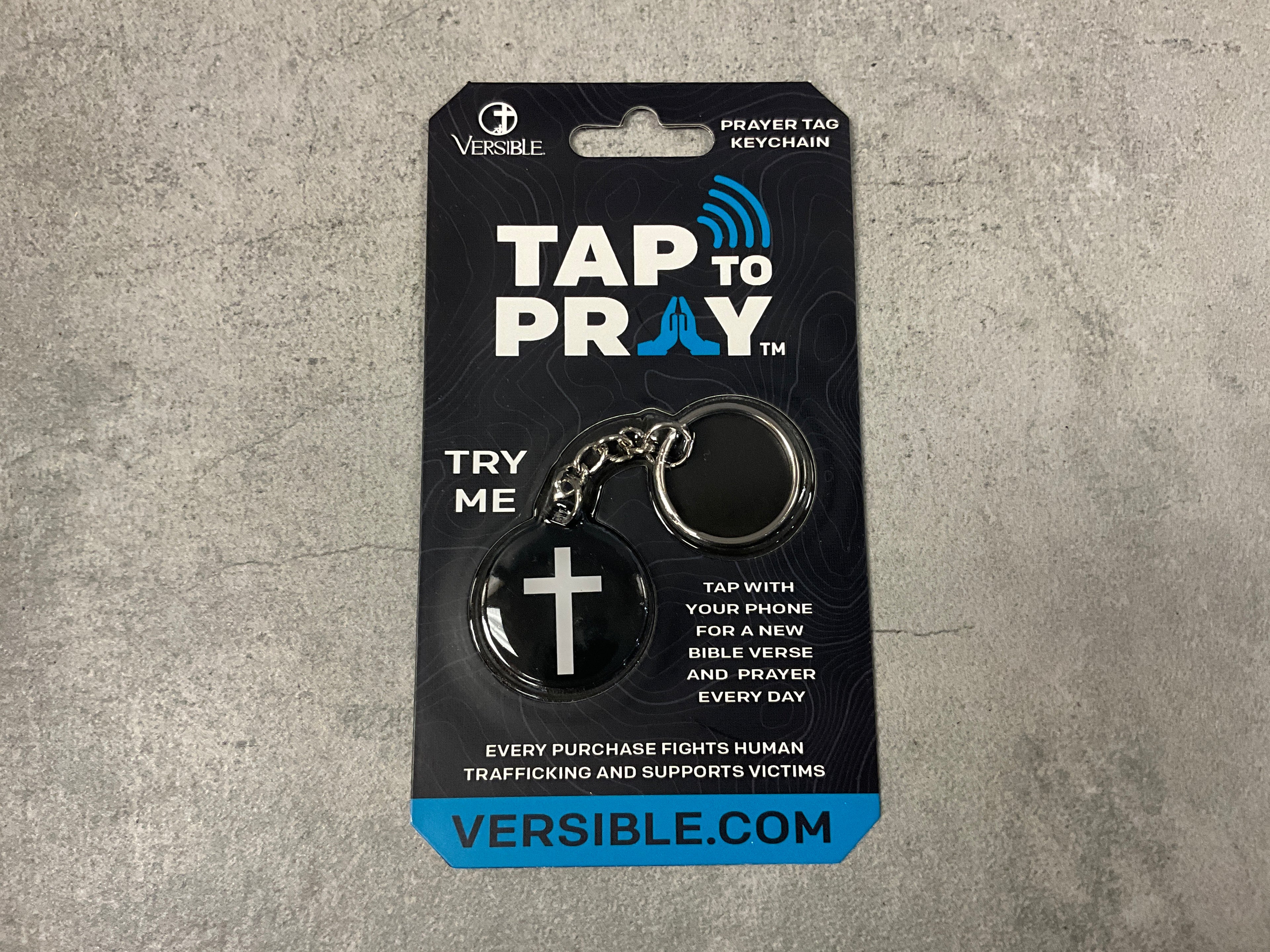 Tap to pray Acrylic Keychain Black + Cross