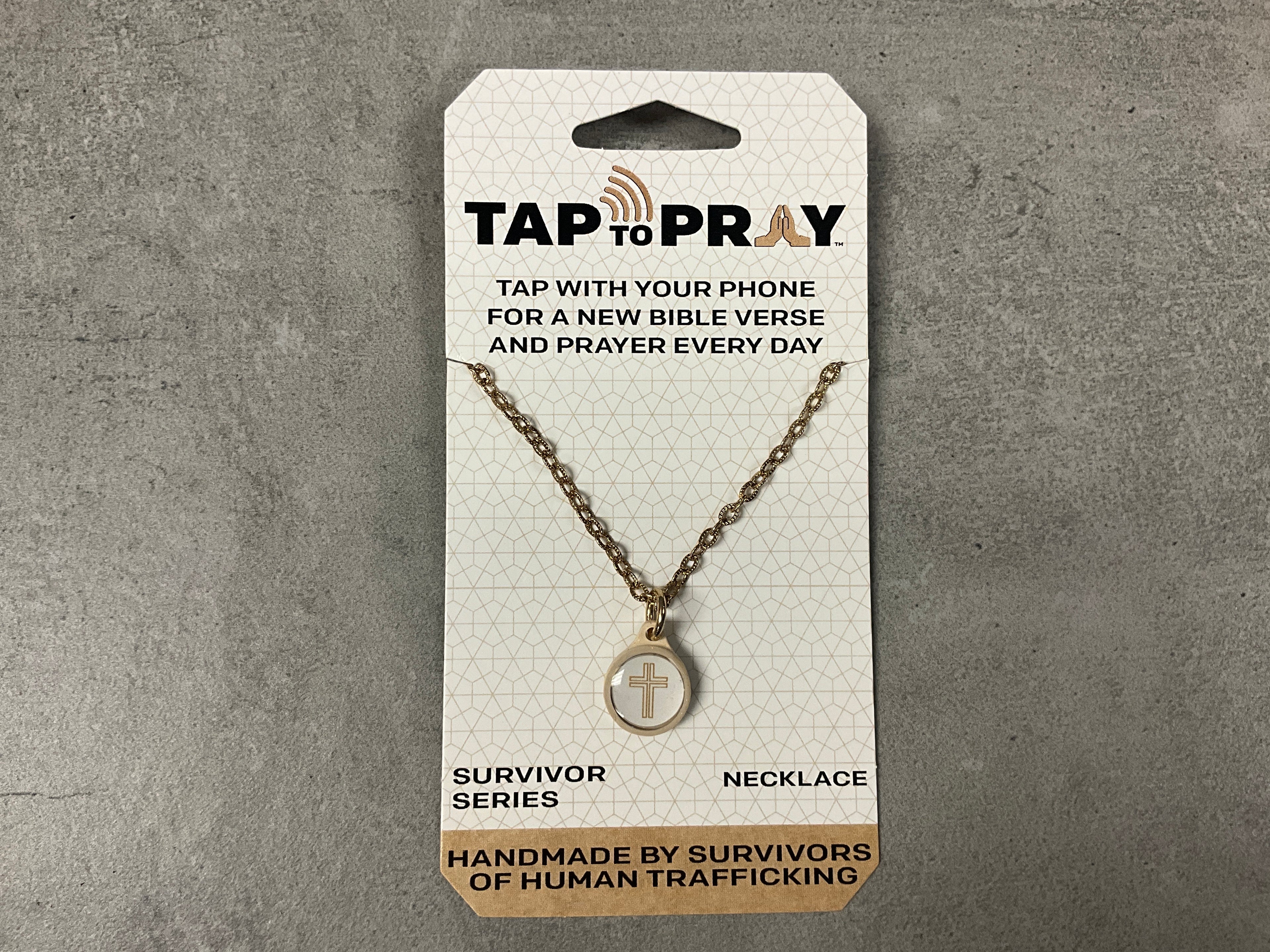 Tap to Pray Survivor Series Necklace Gold Cross