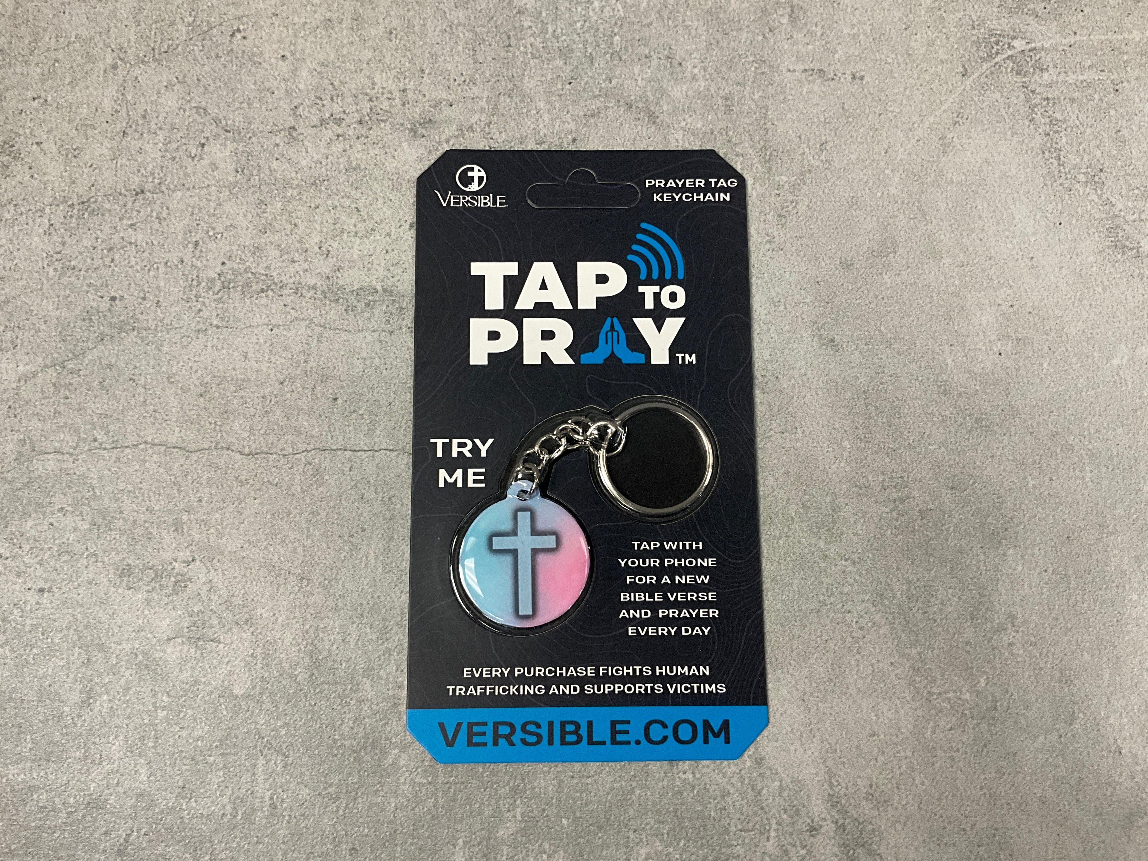 Tap to Pray Acrylic Keychain Pastel Cross
