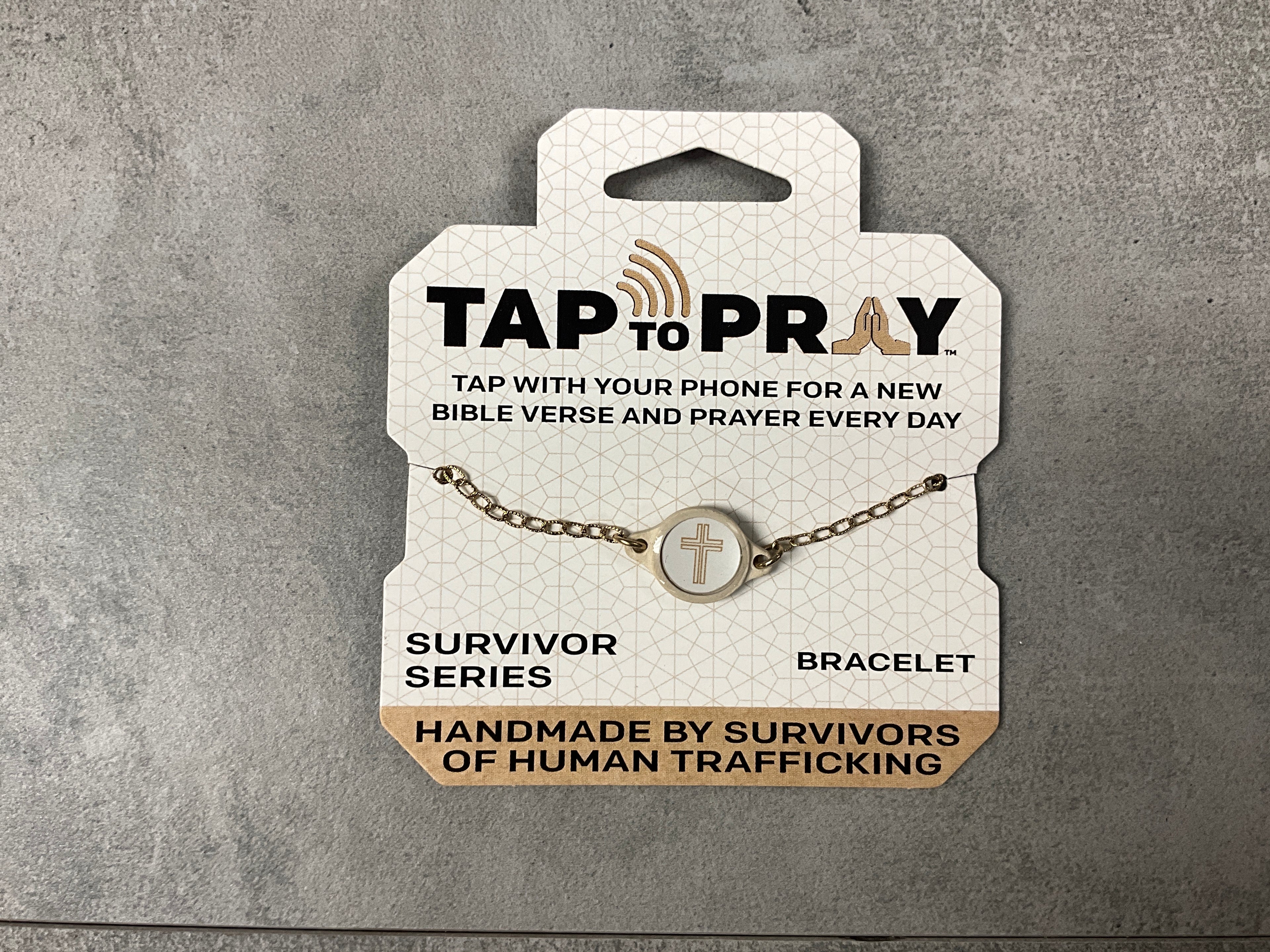 Tap to Pray Survivor Series Bracelet 14K Gold-Plated Vanilla Cross