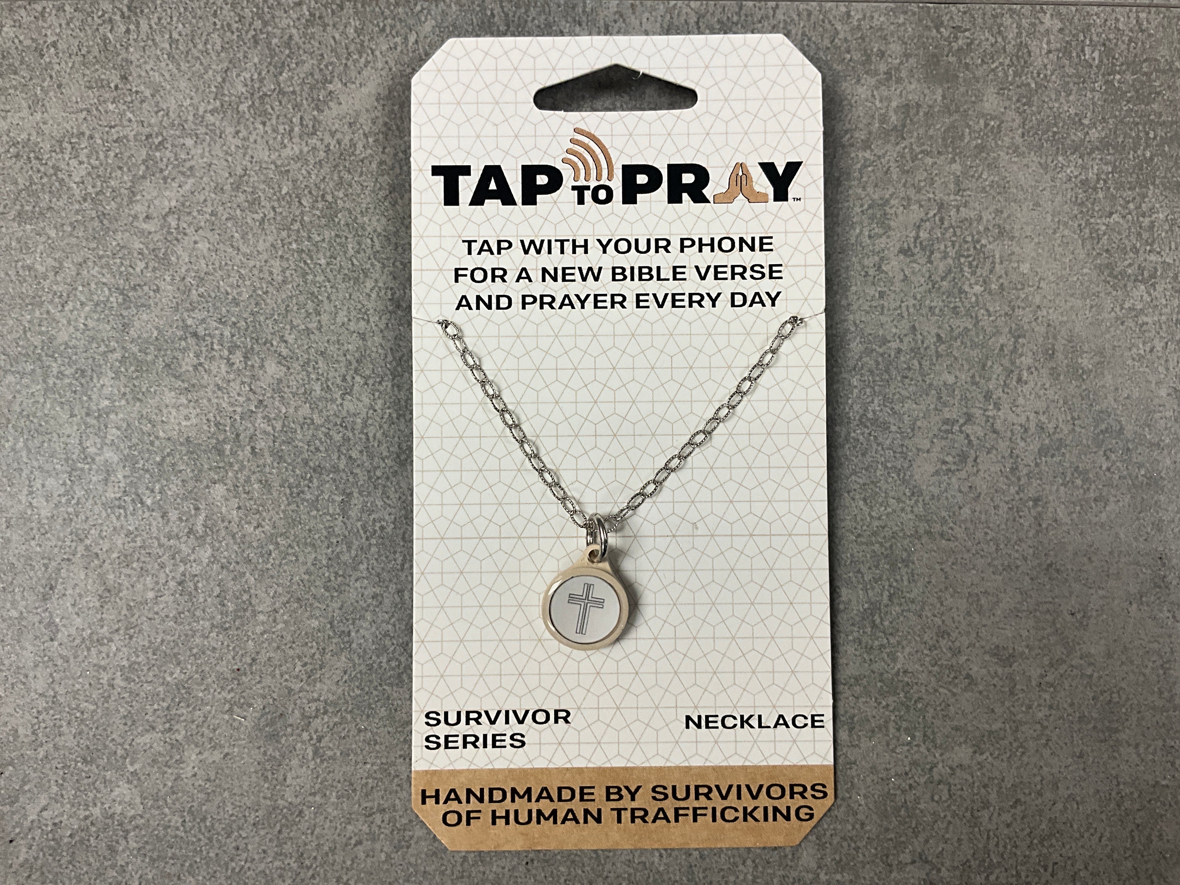 Tap to Pray Survivor Series Necklace Silver Cross