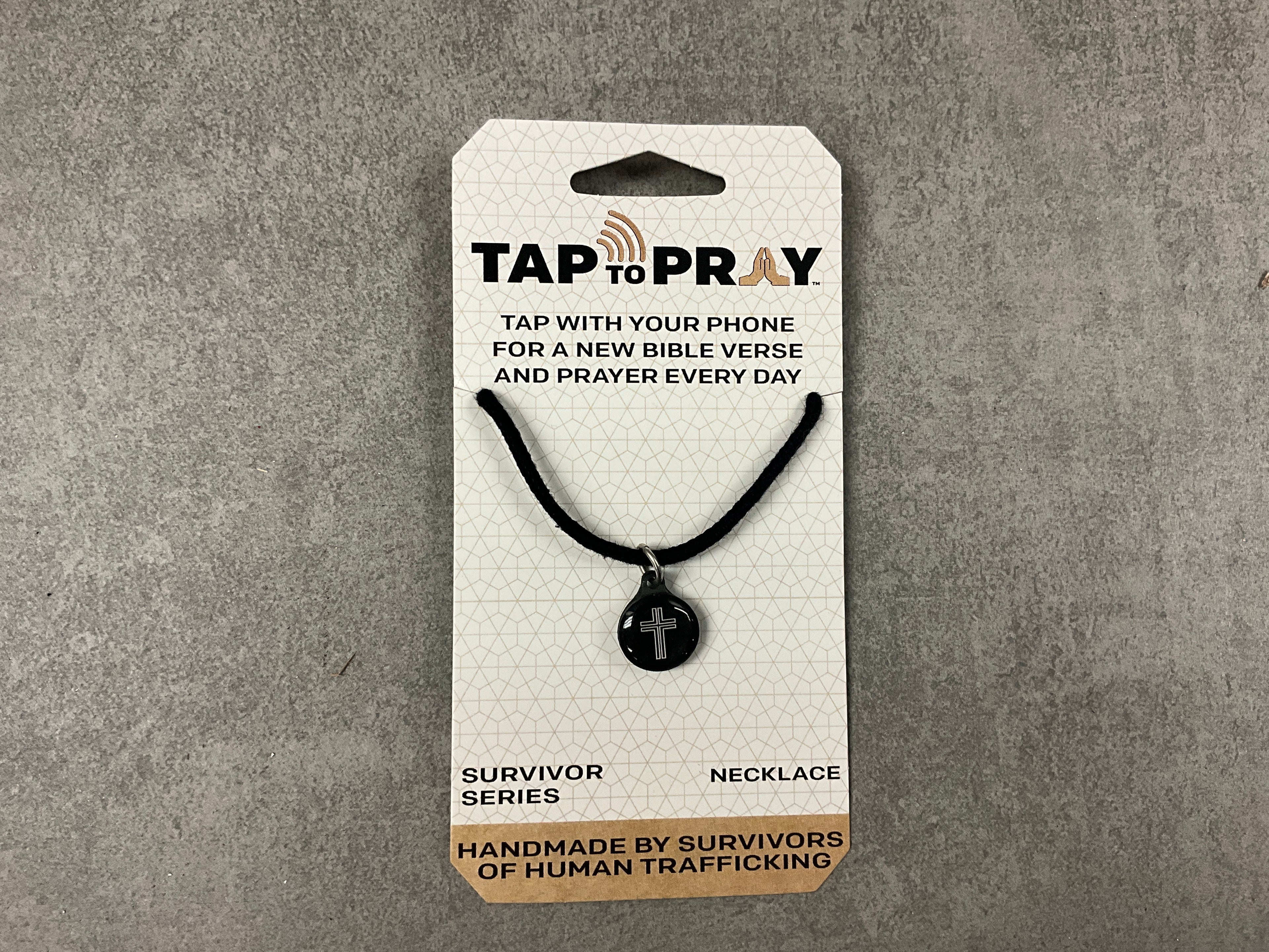 Tap to Pray Survivor Series Necklace Onyx Cross